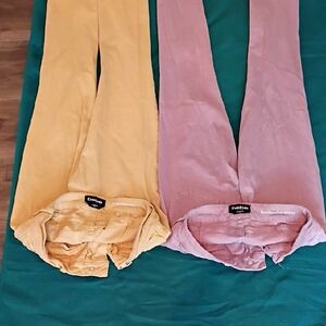 Bebe Yellow and Pink Jeans(2)